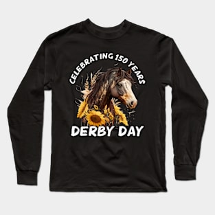 Celebrating 150 Years KY Derby Day Sunflowers Horse Vintage Long Sleeve T-Shirt